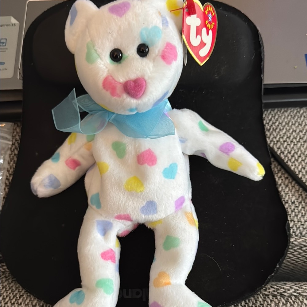 Ty White and Blue Plush Stuffed Animal Bear